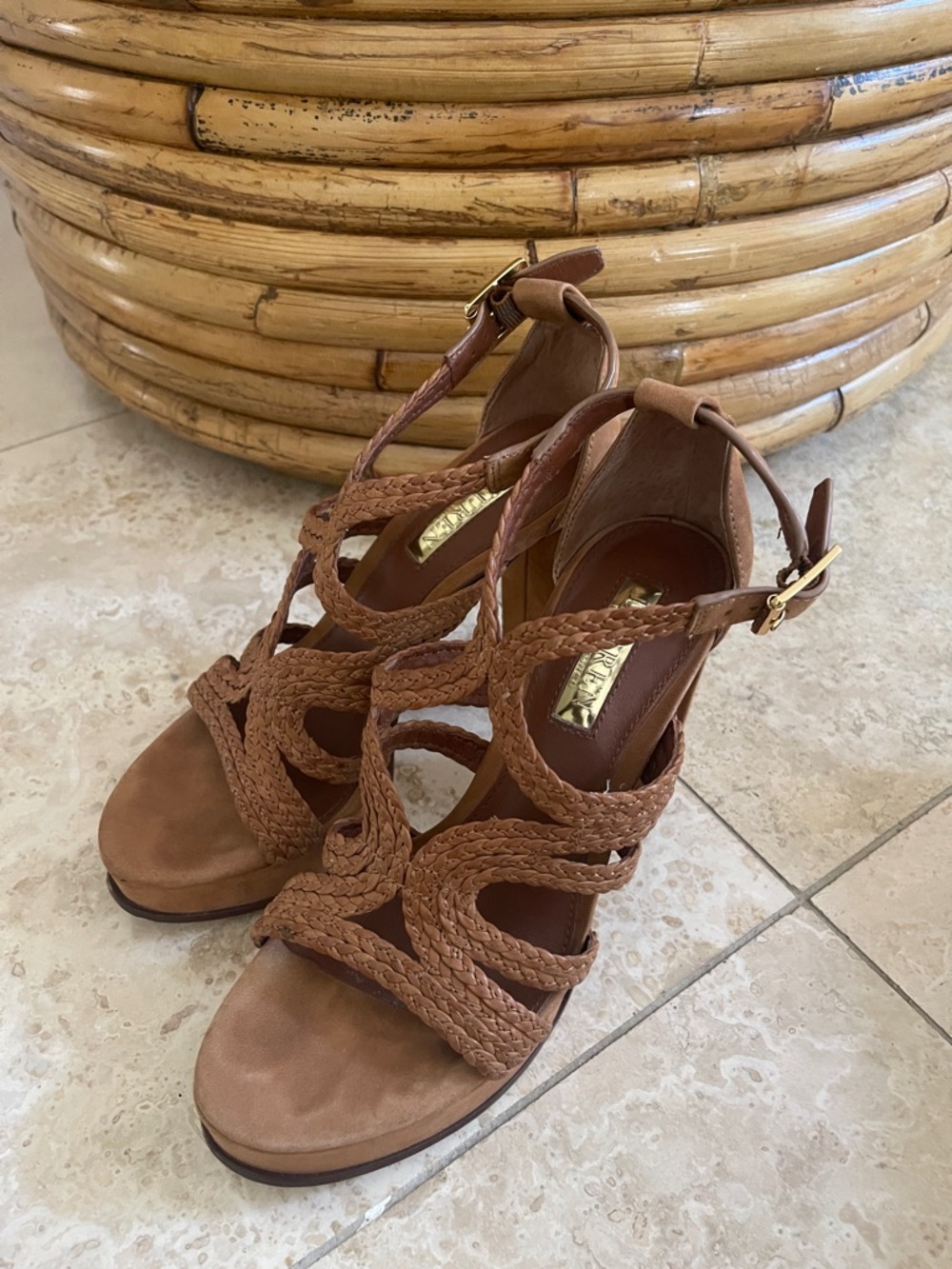 Braided Strappy Brown Women's Sandals
